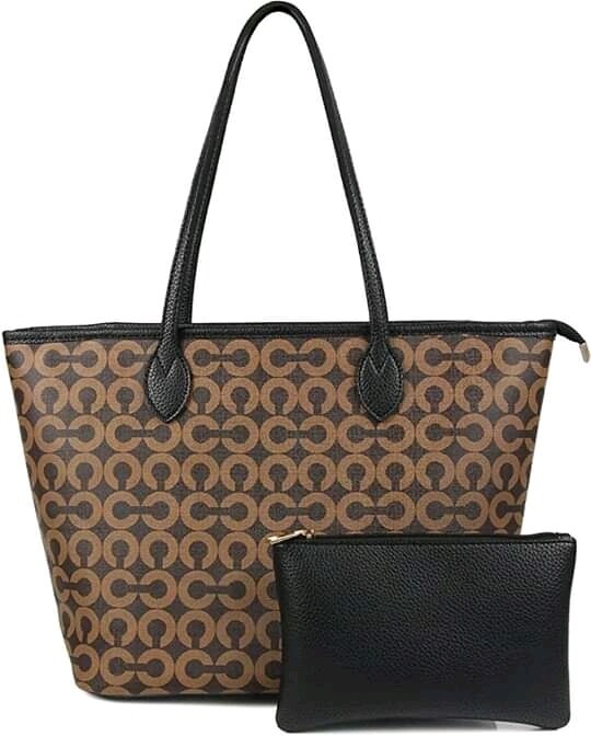 Womens Handbags All-over Printed Purses Satchel Shoulder Bag with Zipper Wallet