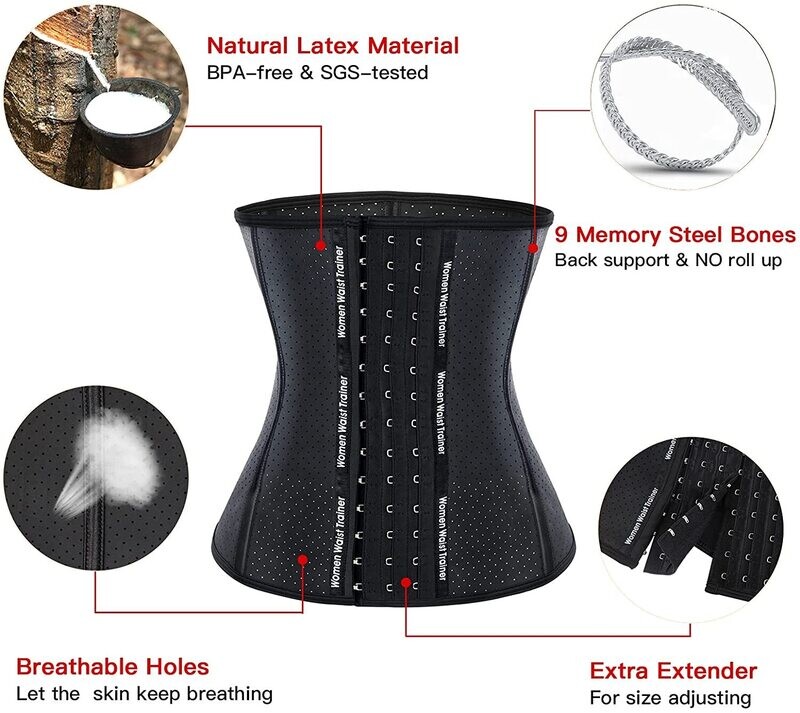 9 Steel Bone Latex Breathable Waist Trainer