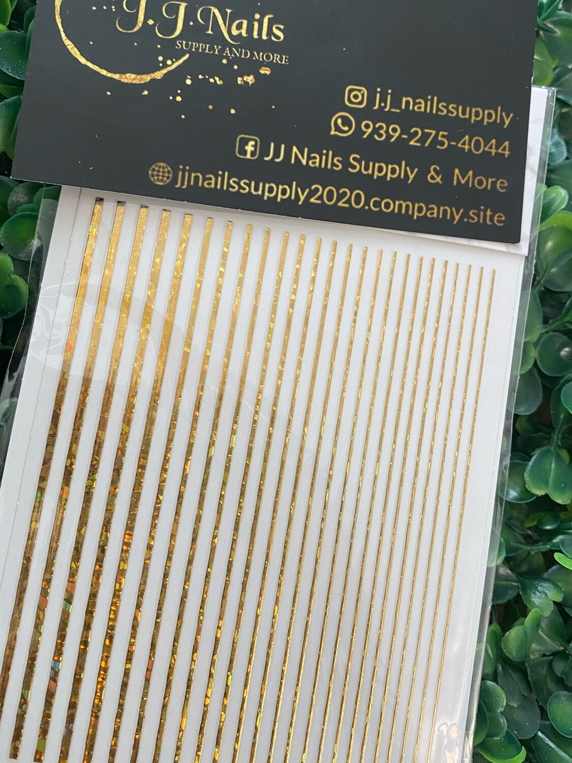 Stickers rayas  doradas holograficos