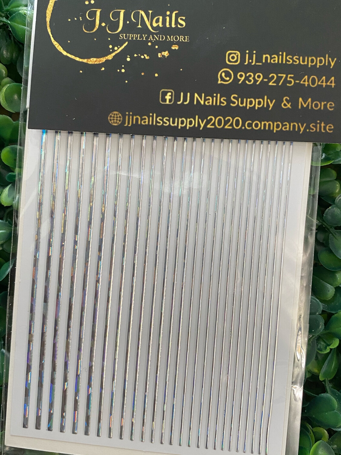 Stickers rayas silver holografico