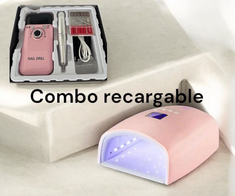 Combo recargable maquina para uñas 45,000rpm + lampara uv/led recargable 66w