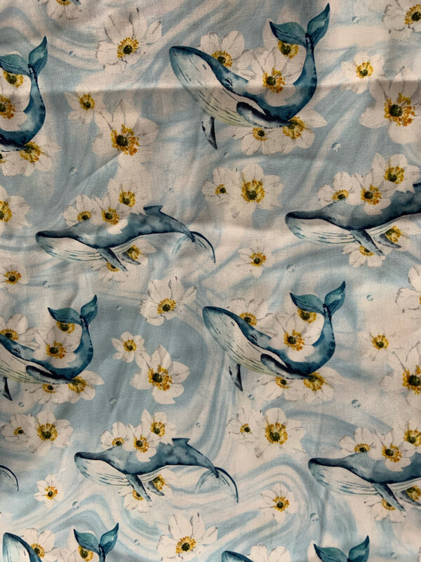 100% coton popeline baleine fleur