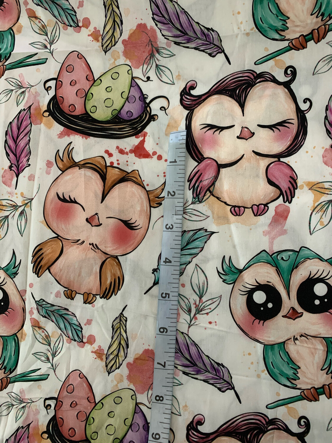 100% coton popeline hibou morceau 35 pouce