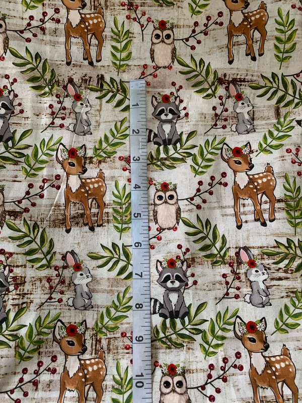 100% coton popeline animaux des bois