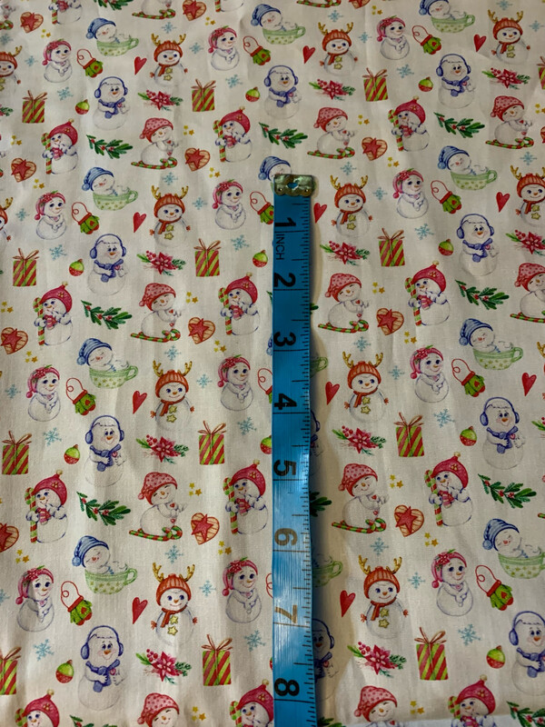 100% coton popeline bonhomme de neige noël