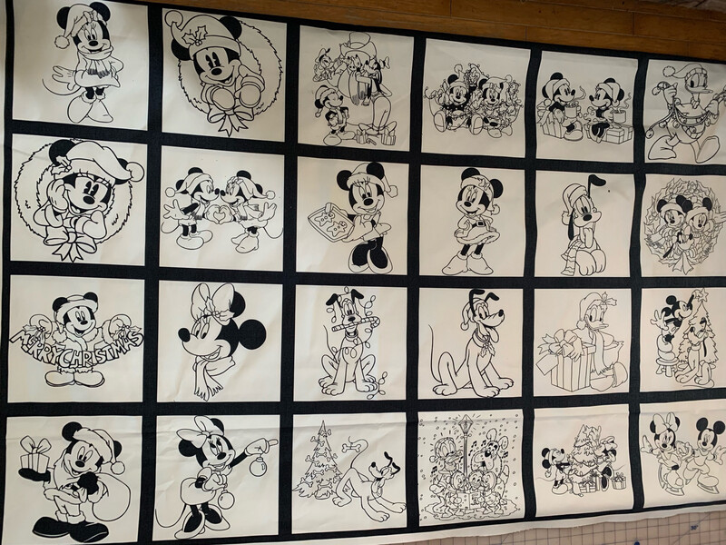 Coton Canvas à colorier Mickey mouse noël