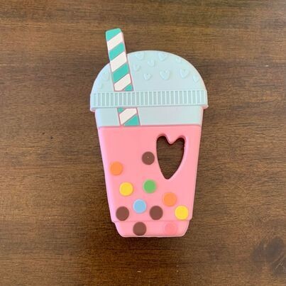 Jouet de dentition bubble tea, Couleur: Rose foncé