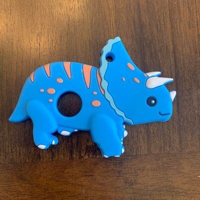 Jouet de dentition dinosaure, Couleur: Bleu