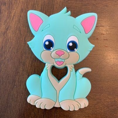 Jouet de dentition chat, Couleur: turquoise