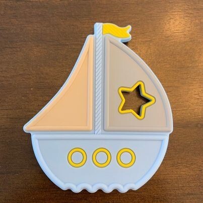 Jouet de dentition bateau, Couleur: bleu pâle