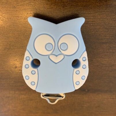 Attache suce hibou, couleur: bleu