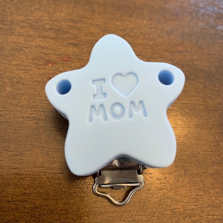 Attache suce étoile I love mom, couleur: bleu
