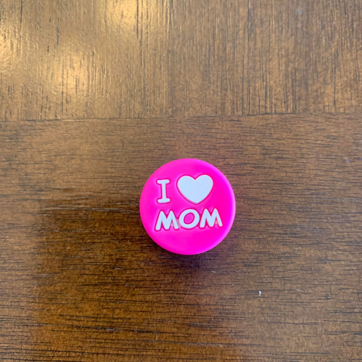 bille de dentition I love mom, couleur: rose fuchsia