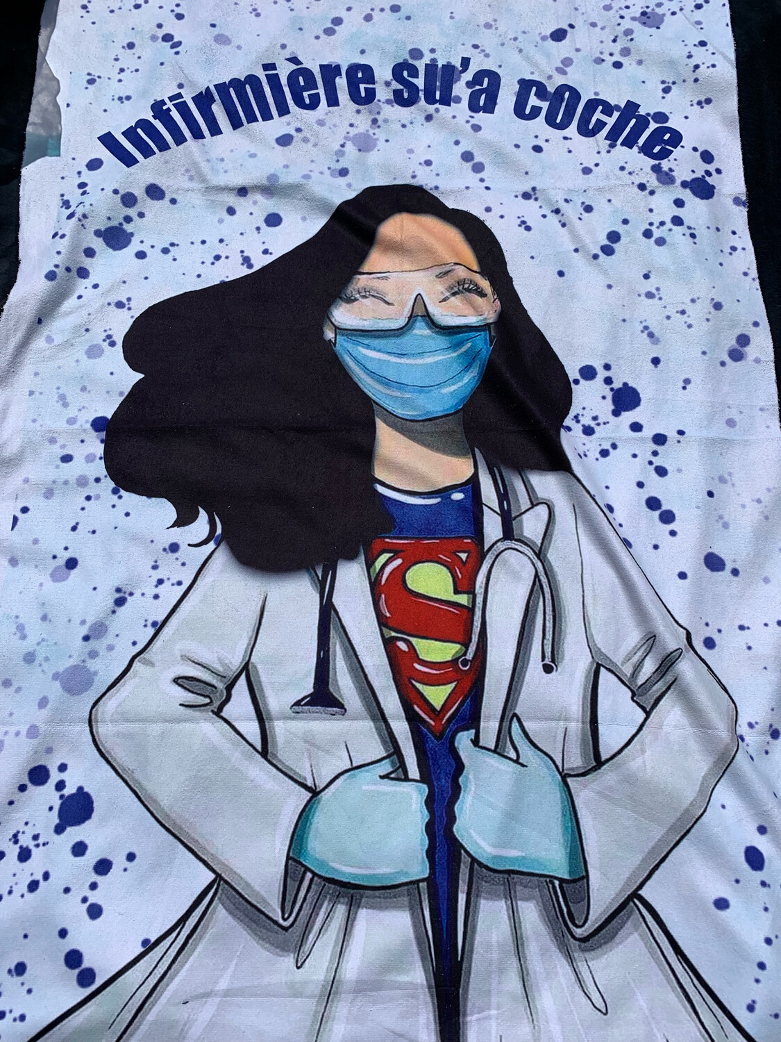 Ratine 100 % polyester infirmière su’a coche