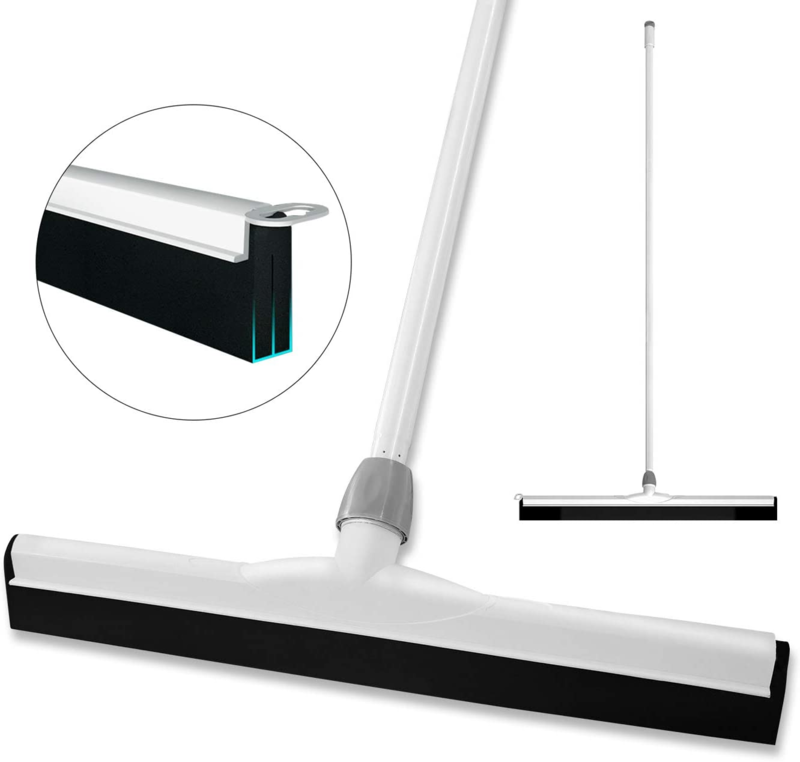 Floor Squeegee with Widen 21&quot; Double Blade, Adjustable Long Handle, Foam Blade, for Bathroom, Tile Shower Floor Wiper