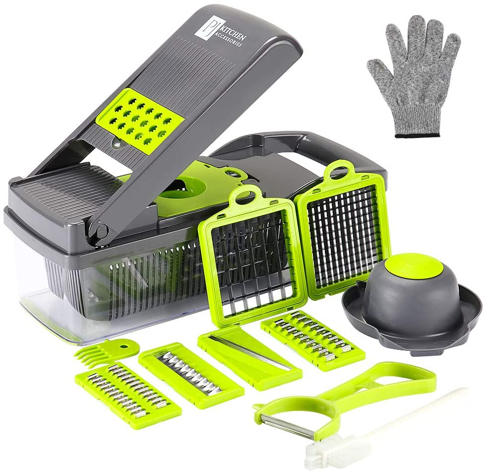 Vegetable Chopper with Mandoline Slicer - Food and Veggie Cutter, Dicer, Grater and Shredder for Onion, Potato and fruits.