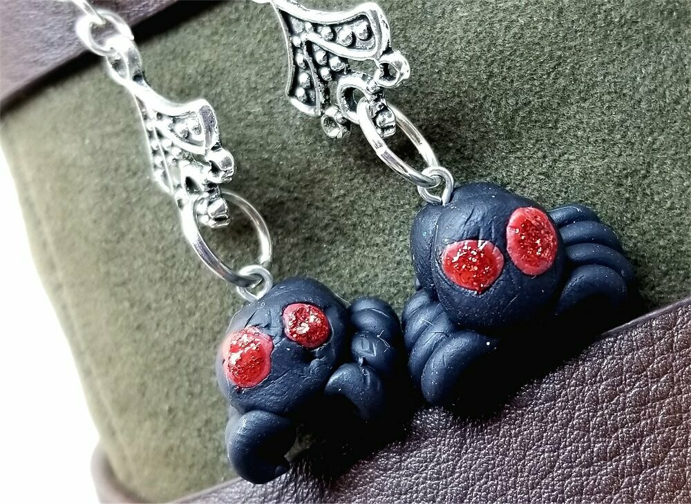 Dangling Spider Polymer Clay Earrings