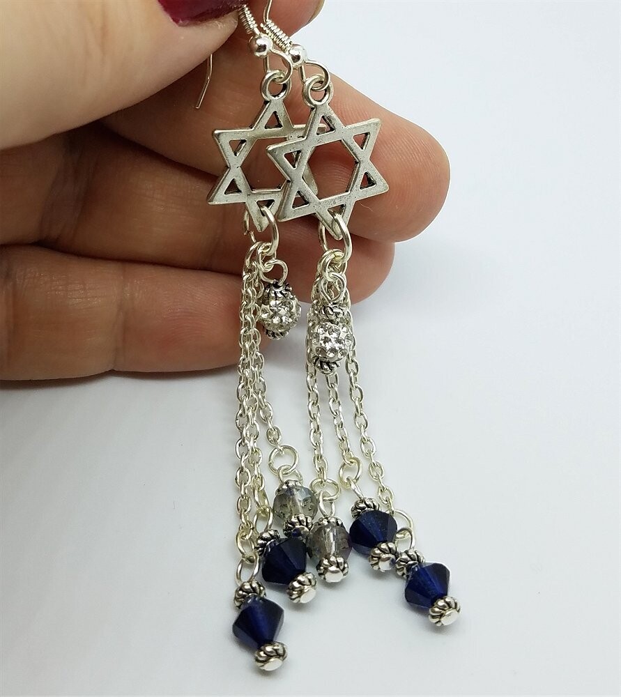 Star of David Earrings with Dangles