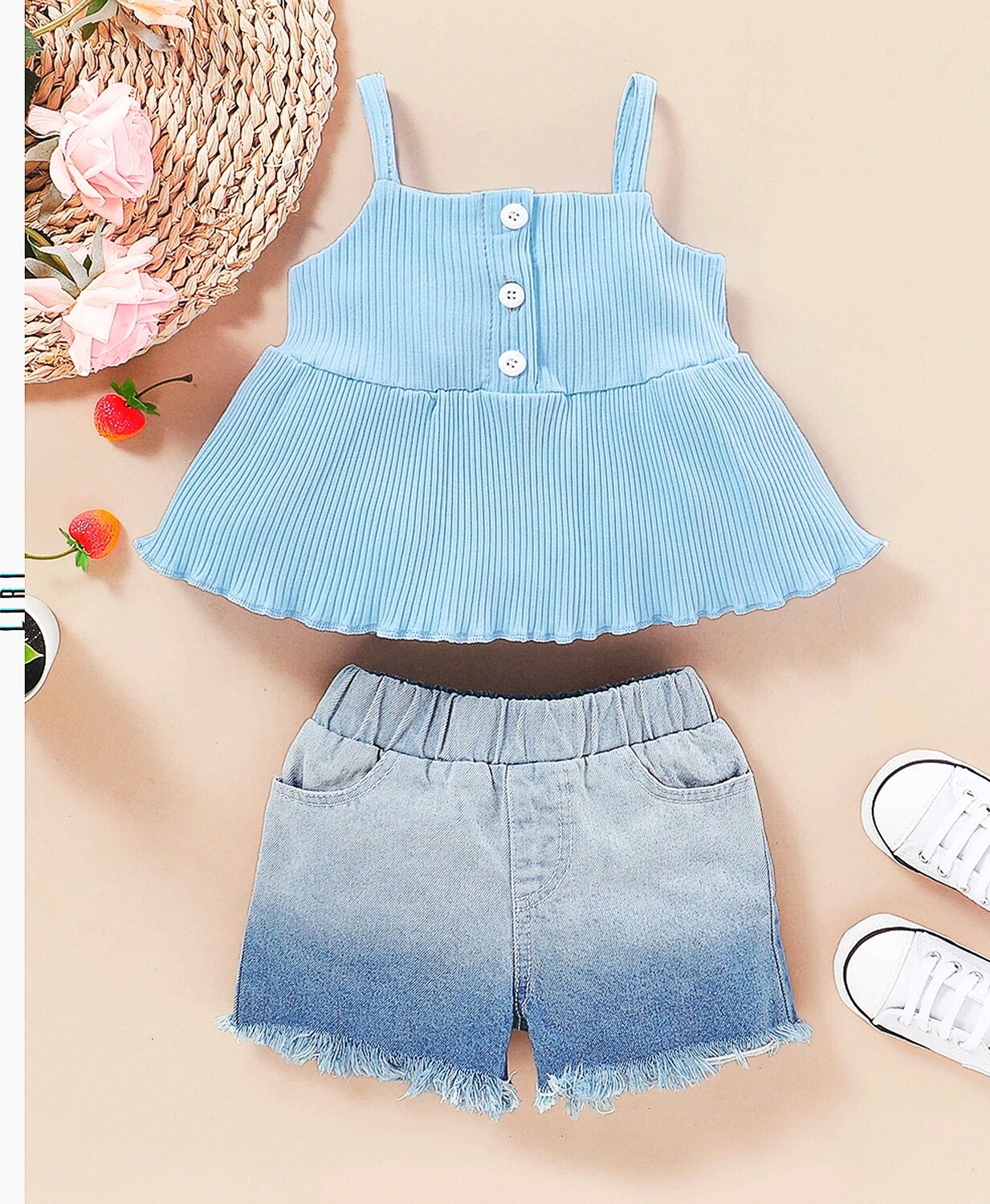 Conjunto de Short Jean Rasgado