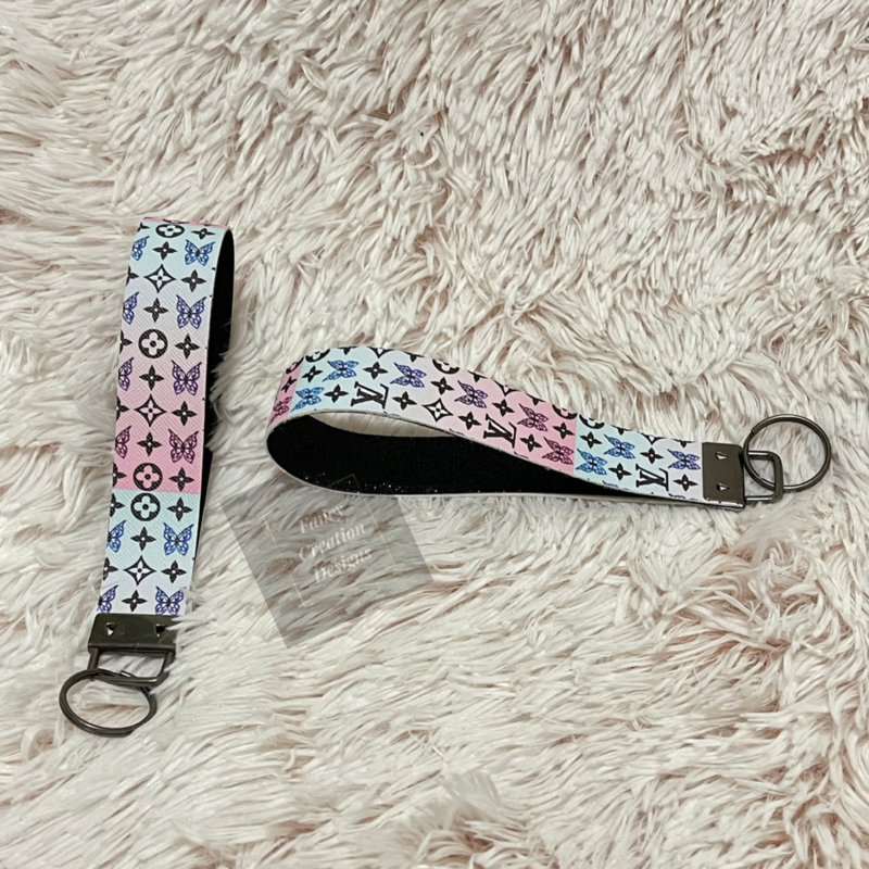 Blue Pink Ombre W/ Butterflies Wristlet