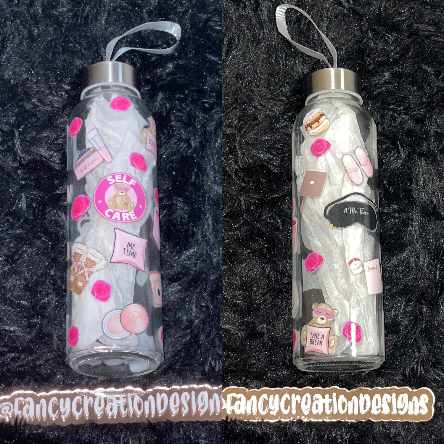 SELF CARE GLASS WATER BOTTLE