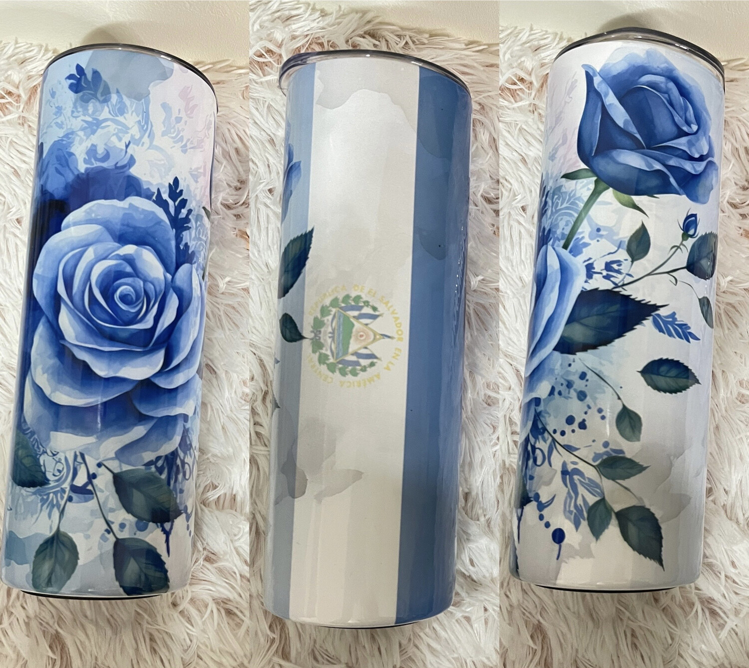 El Salvador Flag w/ Flowers Tumbler 