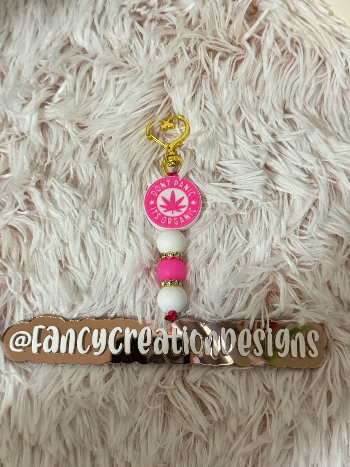 Don&#39;t Panic Its Organic Beaded Keychain