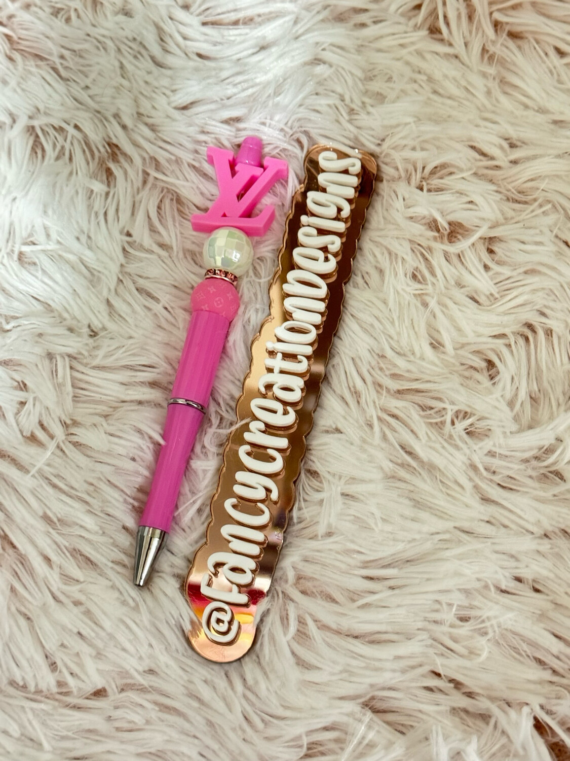 Pink LV Beaded Pen