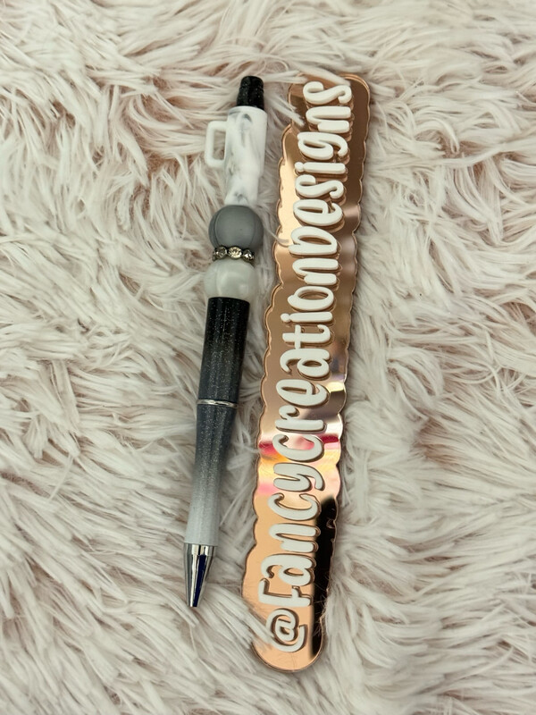 White Marble Stanley Beaded Pen