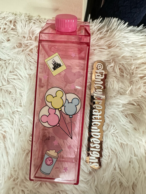 MOUSE TREATS PINK MILK CARTON WATER BOTTLE