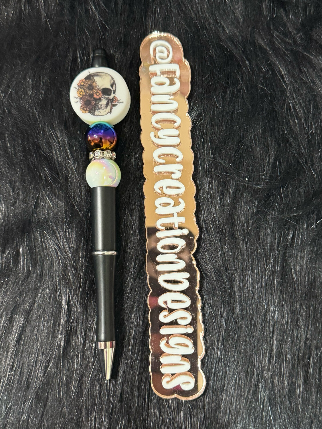 Flowered Skull Beaded Pen