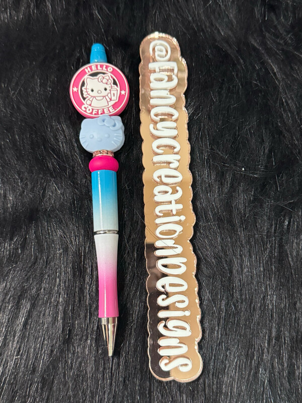 Hello Coffee In Pink Beaded Pen