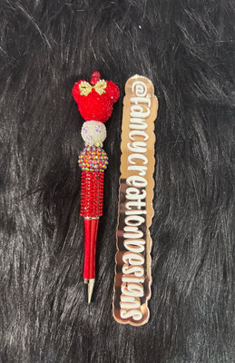 Fancy Red Girl Mouse Beaded Pen