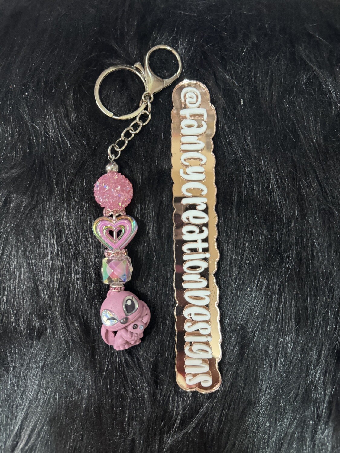 Character Beaded Keychains, Character Beaded Keychain: Girl Alien Winking