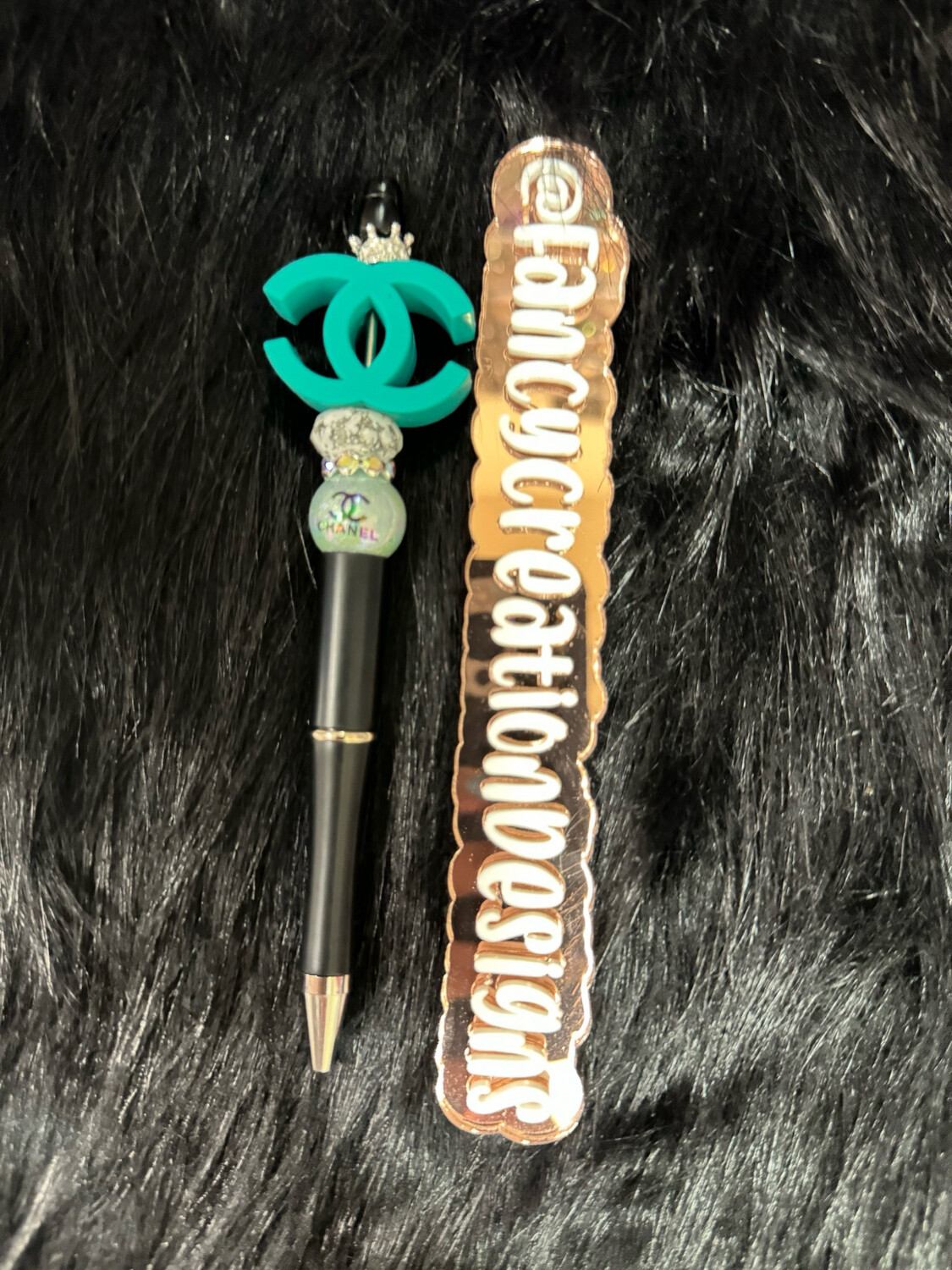 Green CC w/ Crown Beaded Pen