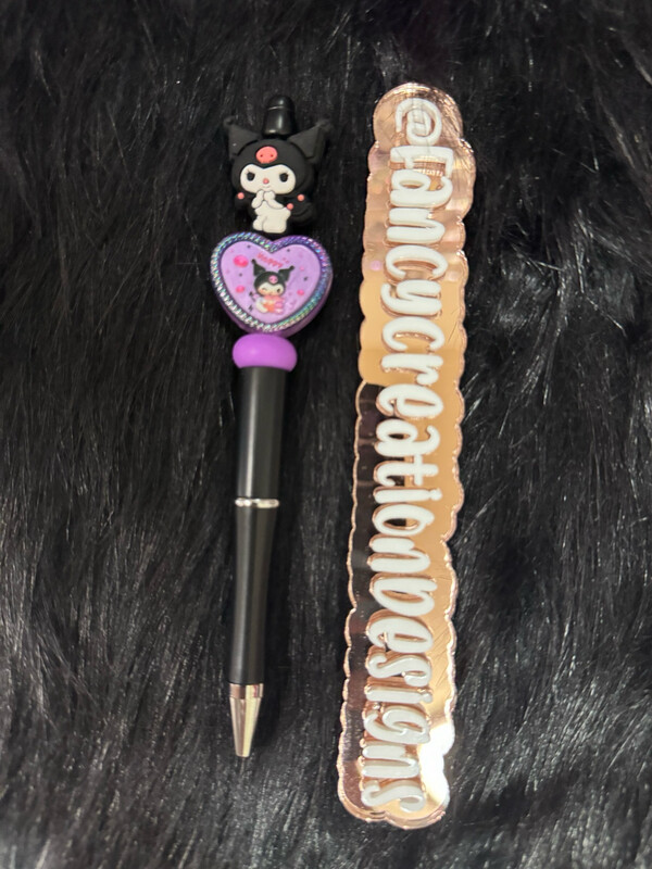 Kuromi Heart Beaded Pen