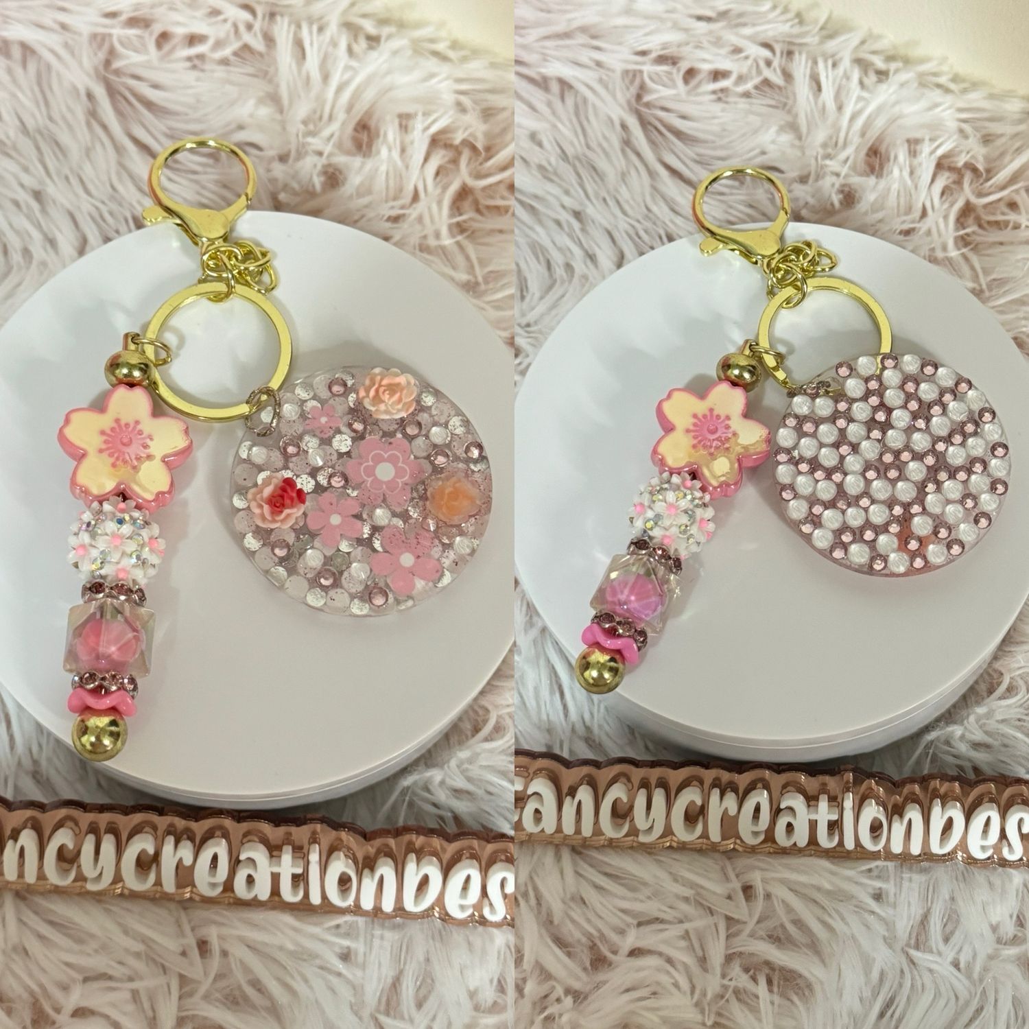 Blinged Flower Keychain