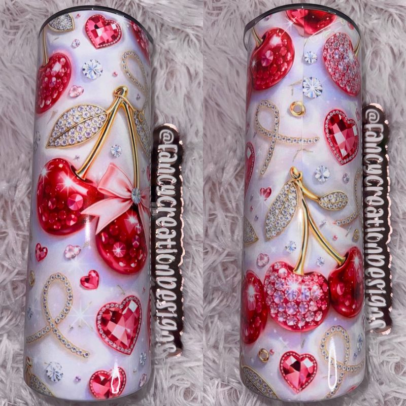 Rhinestone Cherry Bow Tumbler