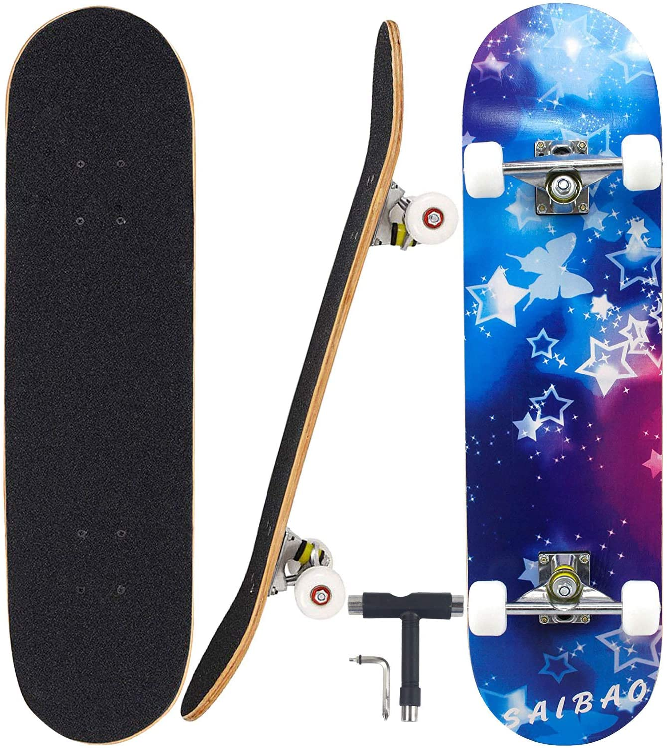 Cool Sale Skateboard 7 Layers Decks 31.5"x8" Pro Complete Skate Board OK8 