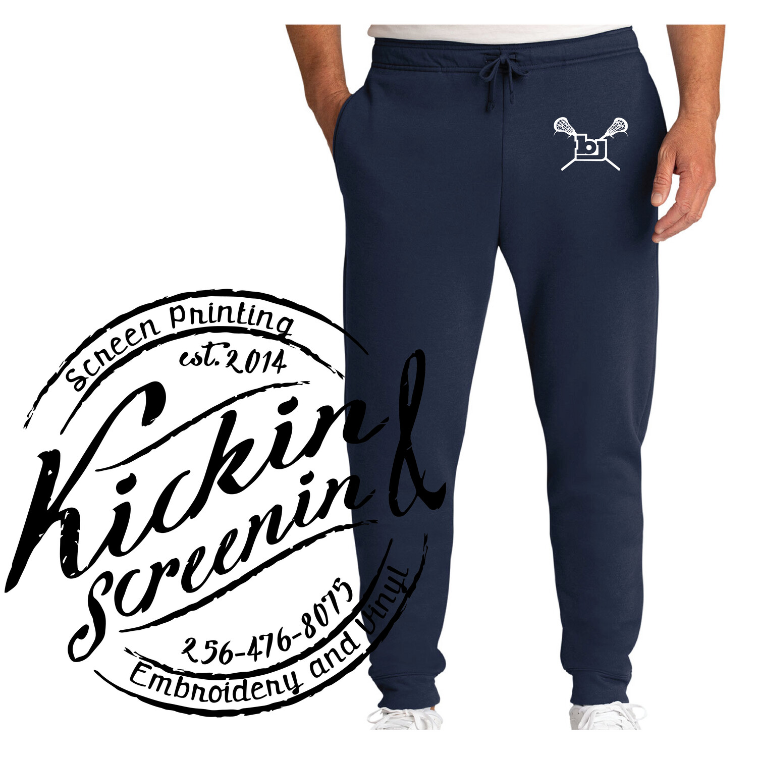 Bob Jones Lacrosse Jogger Sweatpants, Color: Navy, Size:: Small
