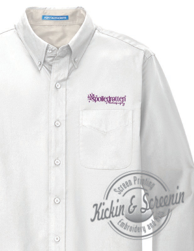 Men&#39;s White SRP Embroidered Button Up