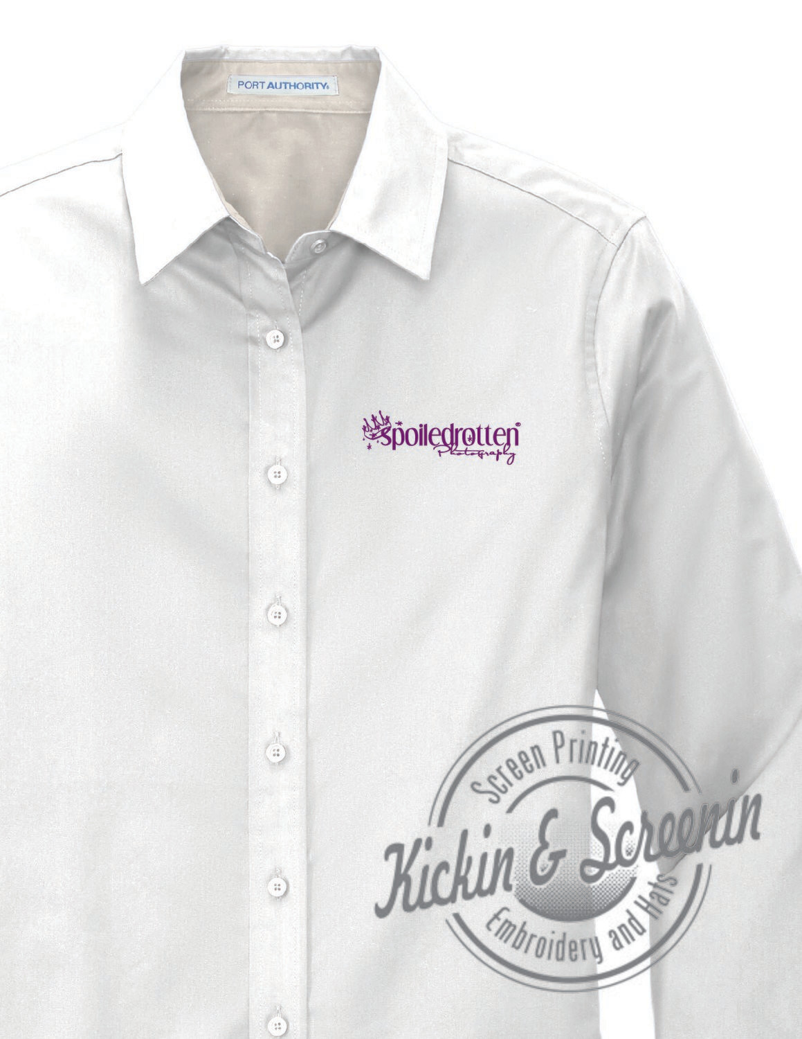 Ladies White SRP Spring 2023 Embroidered Button Up