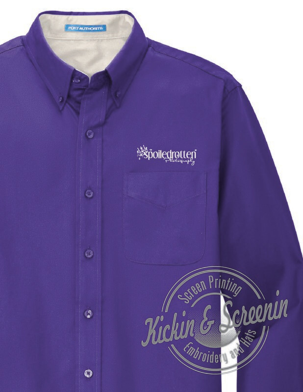 Men&#39;s Purple SRP Embroidered Button Up