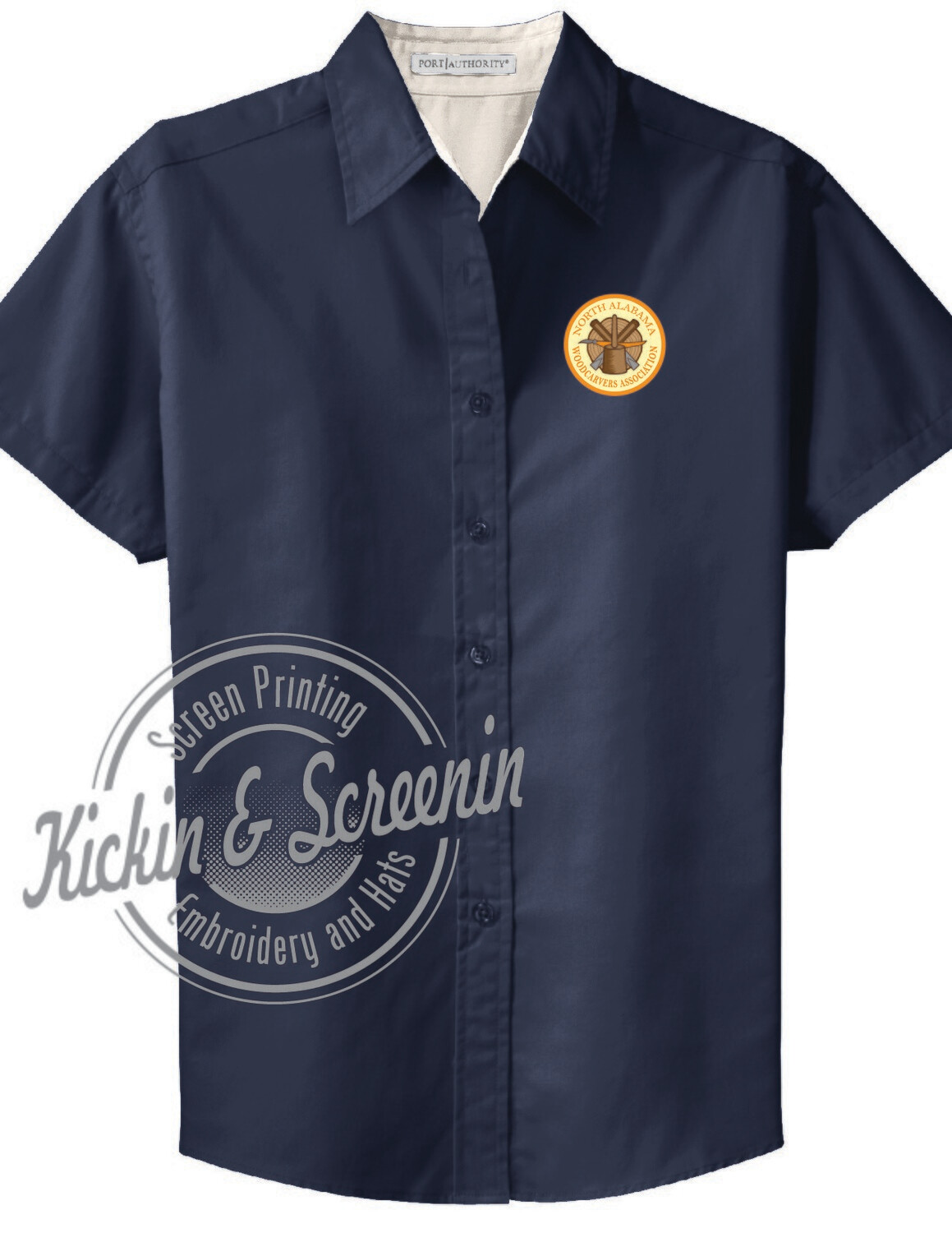 NAWA Ladies Short Sleeve Button-Down Navy