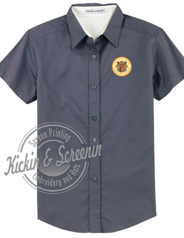NAWA Ladies Short Sleeve Button-Down Steel Gray