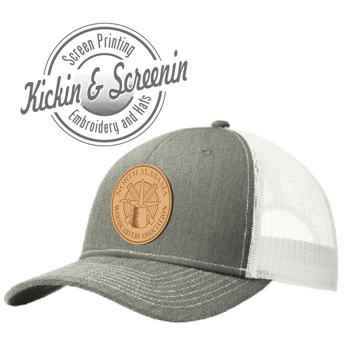NAWA Leather Patch Hat Heather Gray and White