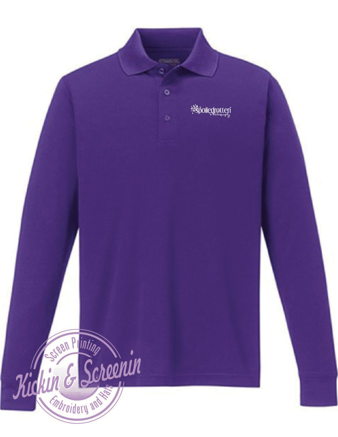 SRP Mens Long Sleeve Performance Polo in Purple