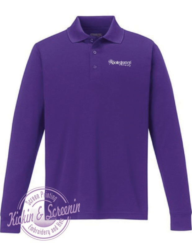 SRP Mens Long Sleeve Performance Polo in Purple