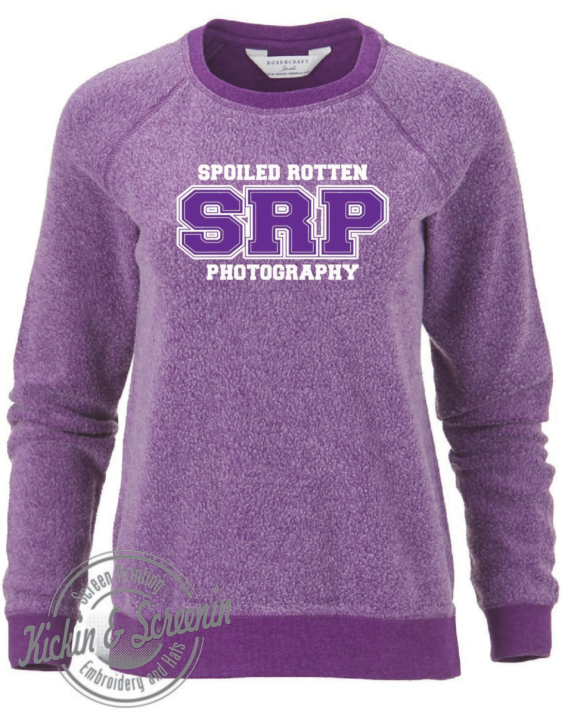 SRP Collegiate Applique Purple Fleece Out Crewneck Fall 2023