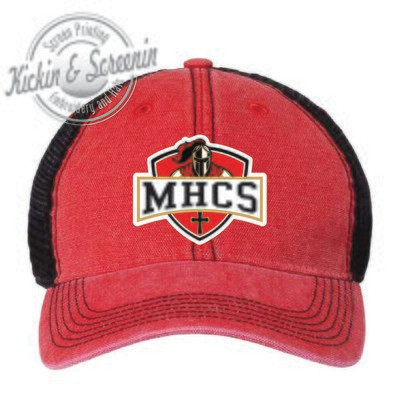 MHCS Embroidered Patch Unstructured Mesh Back Hat - Red/Black